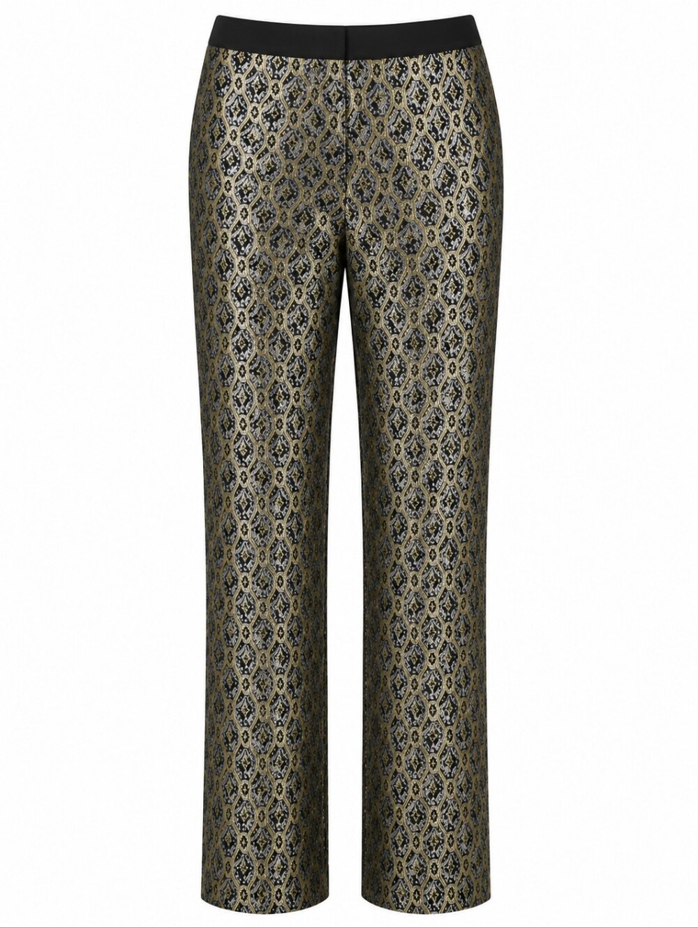 WORTHINGTON | Black Gold Metallic Patterned Tall Maximalist Festival Pants | 12T